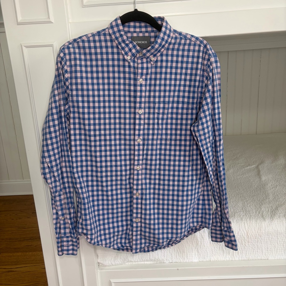 Bonobos Blue & Pink Gingham Slim Fit Everyday Button-Down Shirt